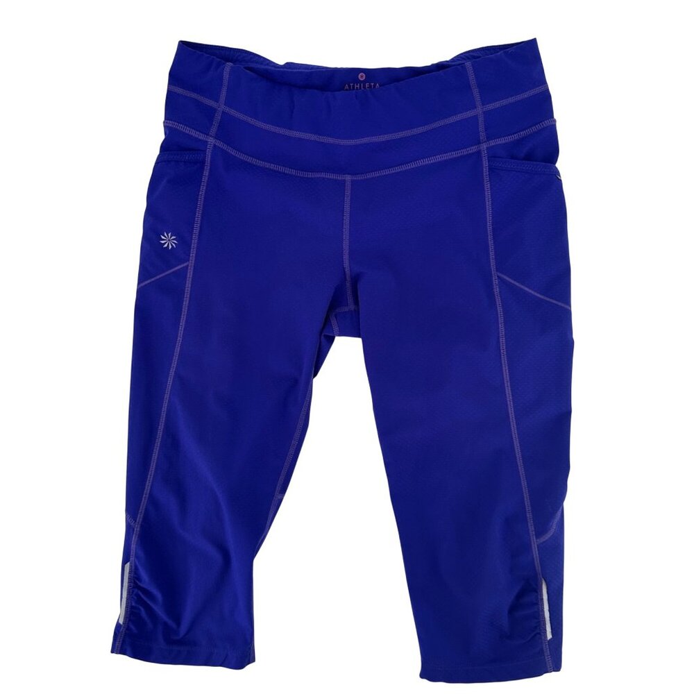 Athleta Womens Blue Capri-Length Performance Leggings M Polyester/Spandex